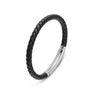 Adjustable Men's Leather Bangle Black