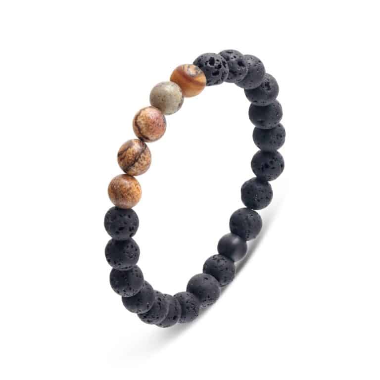 Jasper and Lava Beads Bracelet