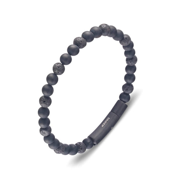 Blaze Lava Stone and Onyx Beaded Bracelet