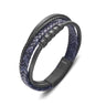 Black Braided Multi-strap Leather Bracelet