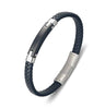Black Leather with Multi-colour ID Plate Bracelet