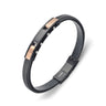 8mm Black Leather and Wire Mesh Bracelet Copper