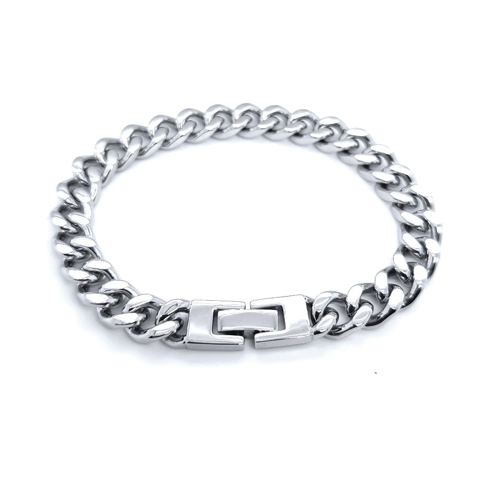 Stainless Steel 8 mm Wide Cuban Link Bracelet