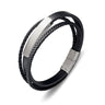 Triple Leather Bangle with ID Bracelet