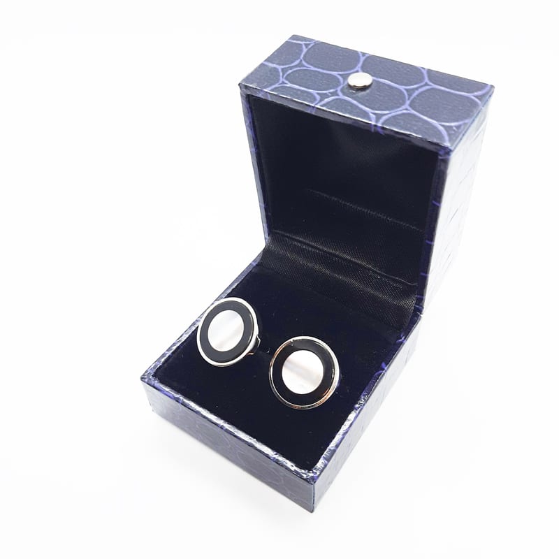 Round Black Onyx and MOP Cufflinks