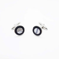 Round Black Onyx and MOP Cufflinks