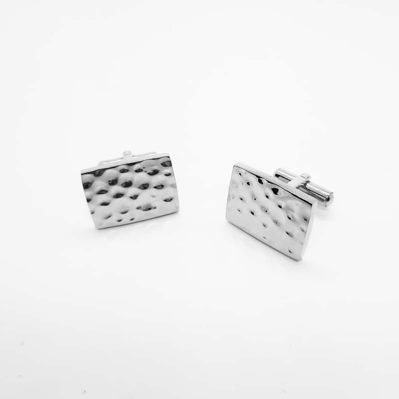Hammered Silver Colour Cufflinks