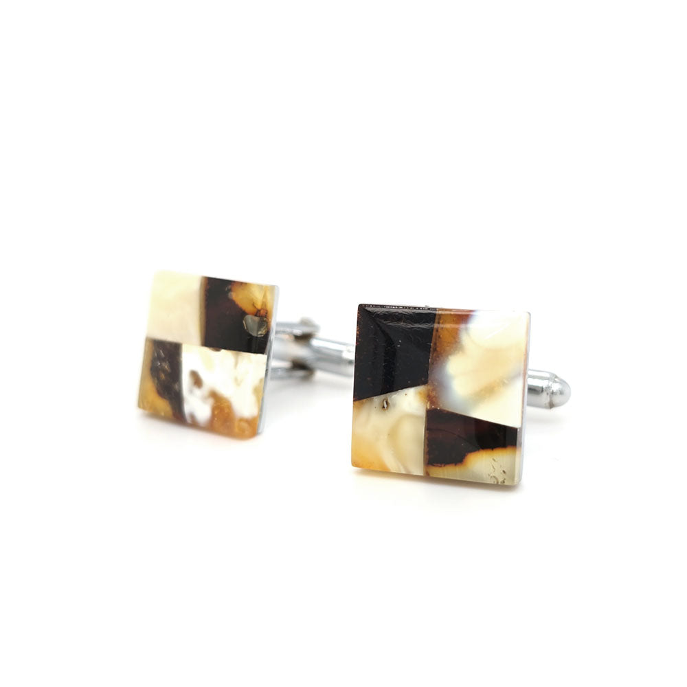 Genuin Baltic Amber Square Check Cufflinks