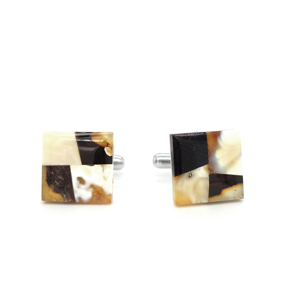 Genuin Baltic Amber Square Check Cufflinks
