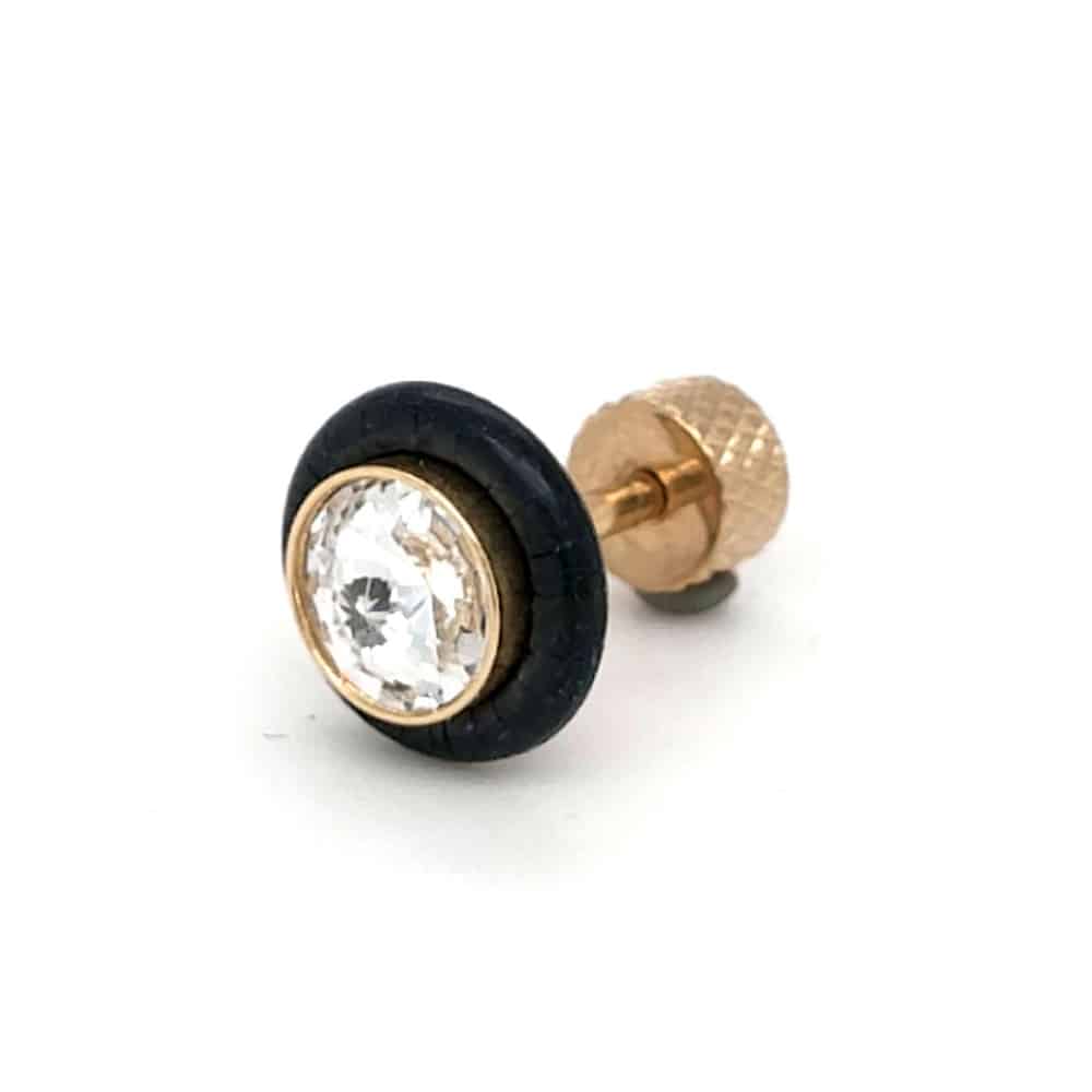 Stainless Steel Rubber Ring Crystal Earring