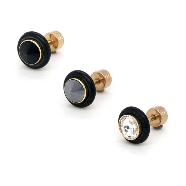Stainless Steel Rubber Ring Crystal Earring