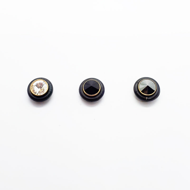 Stainless Steel Rubber Ring Double Side Crystal Earring