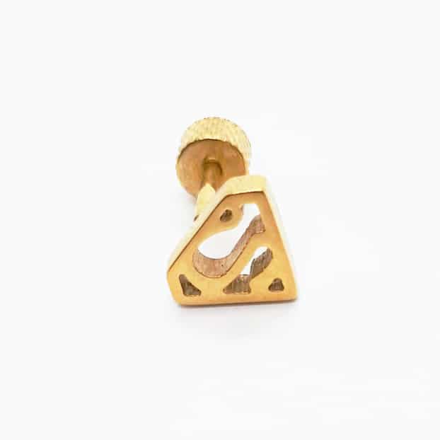 Stainless Steel Superman Single Earring Yellow Gold