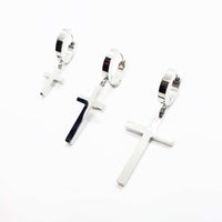Stainless Steel Cross Drop high polished Earring