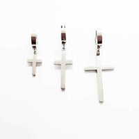 Stainless Steel Cross Drop high polished Earring
