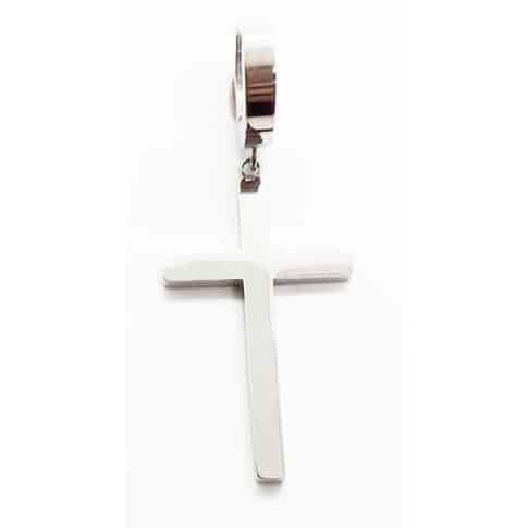 Stainless Steel Cross Drop high polished Earring