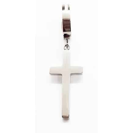 Stainless Steel Cross Drop high polished Earring