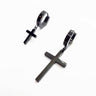 Stainless Steel Cross Drop Earring Black