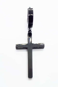 Stainless Steel Cross Drop Earring Black