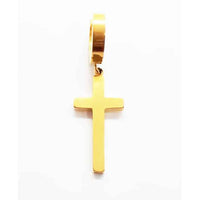 Stainless Steel Cross Drop Earring Gold