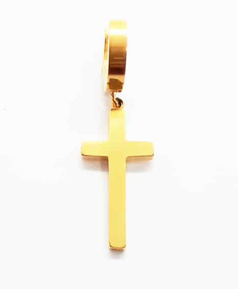Stainless Steel Cross Drop Earring Gold