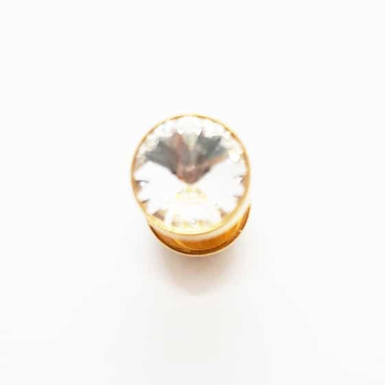Stainless Steel Crystal Single Earring Yellow Gold