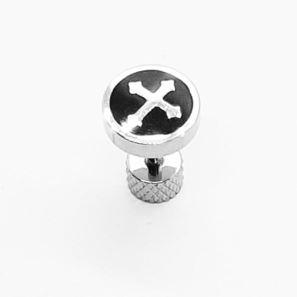 Stainless Steel Cross Black Enamel Earring