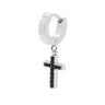 Black Crystal Cross Single Drop Earring