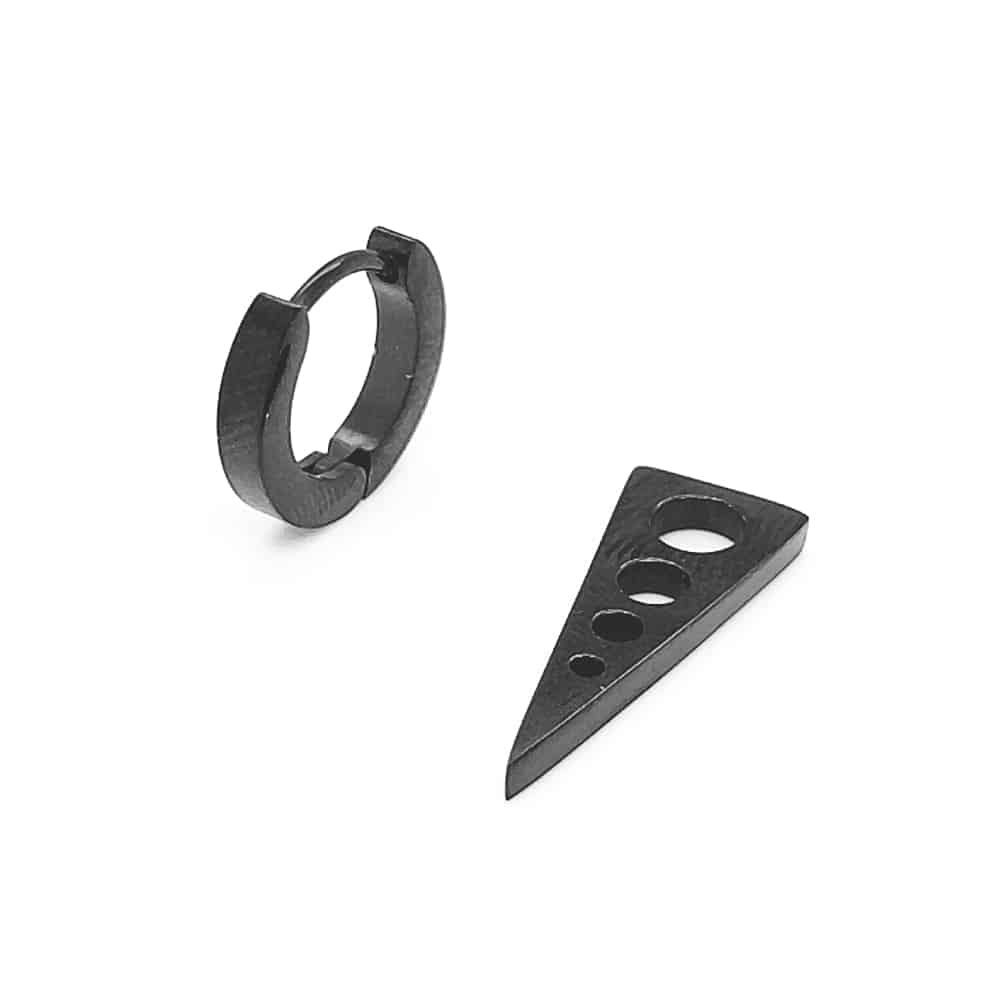 Black Stainless Steel Single Drop Adjustable Earring