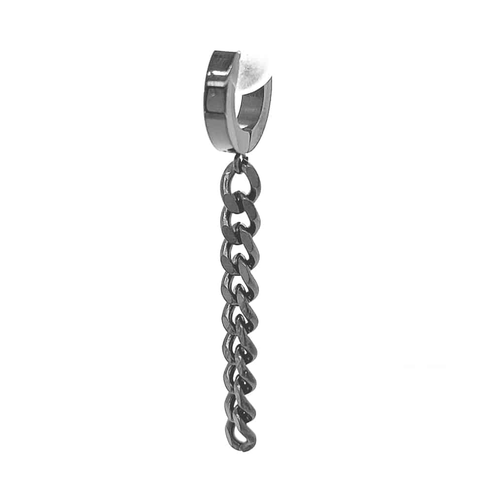 Black Stainless Steel Single Drop Chain Earring