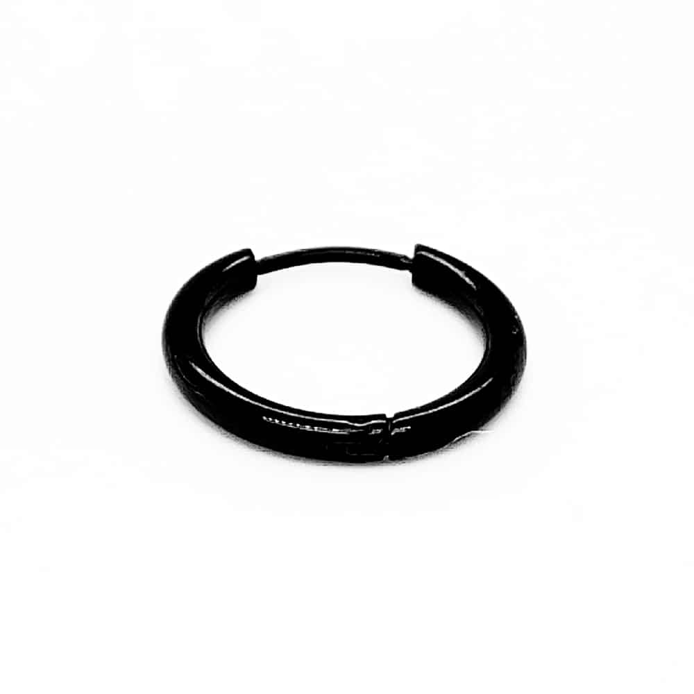 15 mm diameter Stainless Steel Hoop Single Earring Black