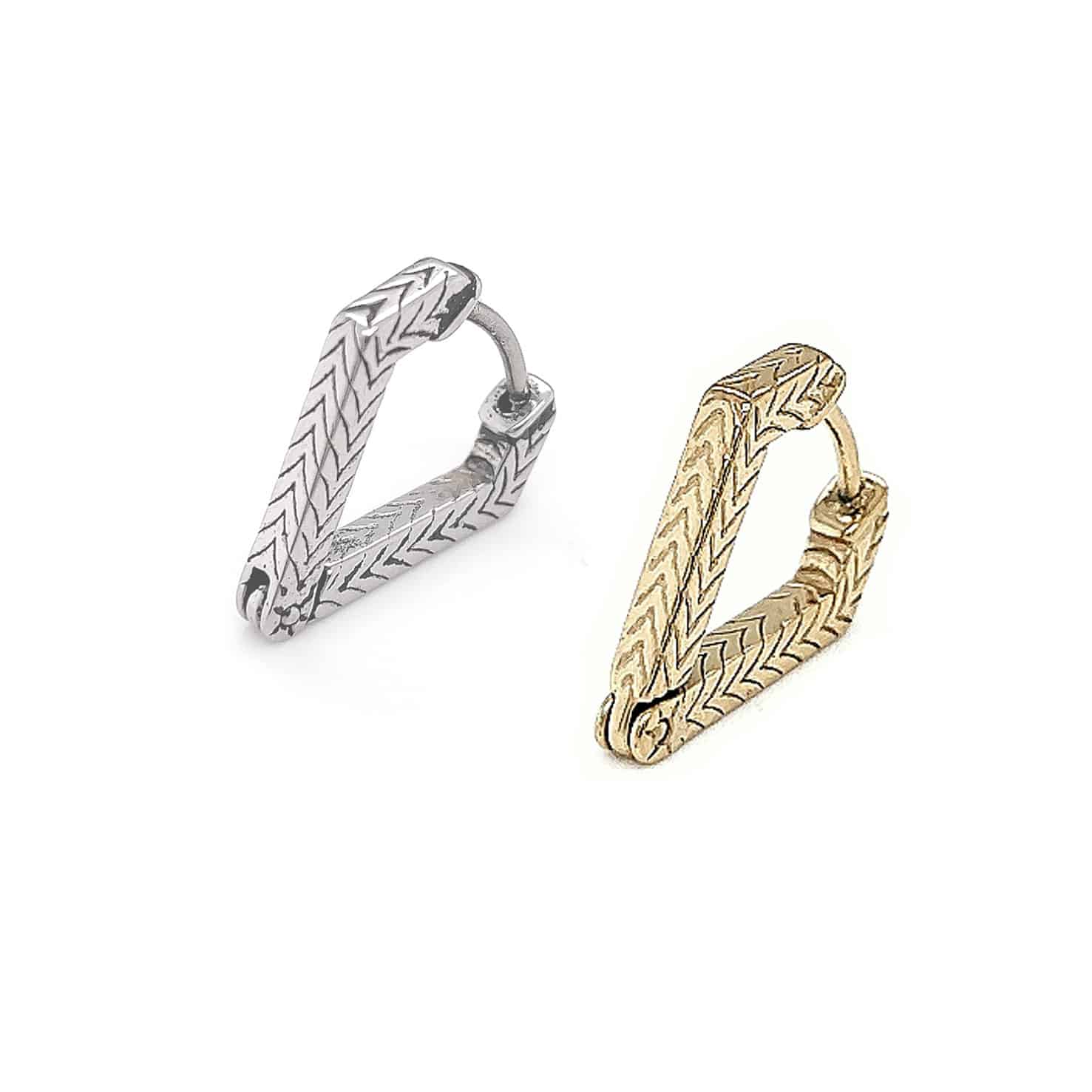 Herringbone Triangle Shaped Hoop Earring