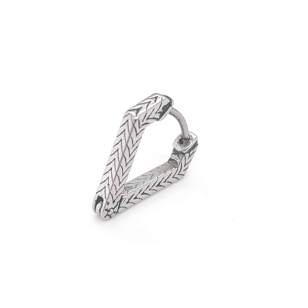 Herringbone Triangle Shaped Hoop Earring