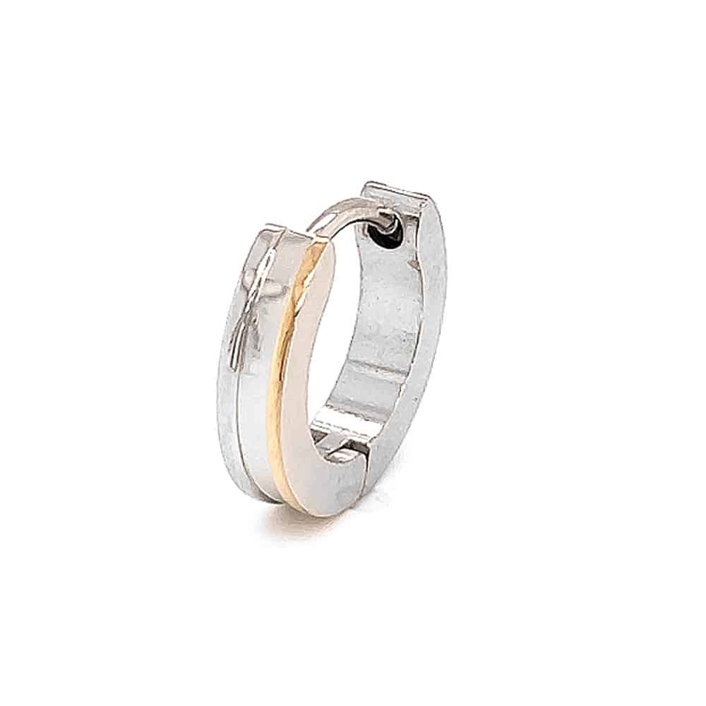 Stainless Steel Hoop Two Tone Single Earring