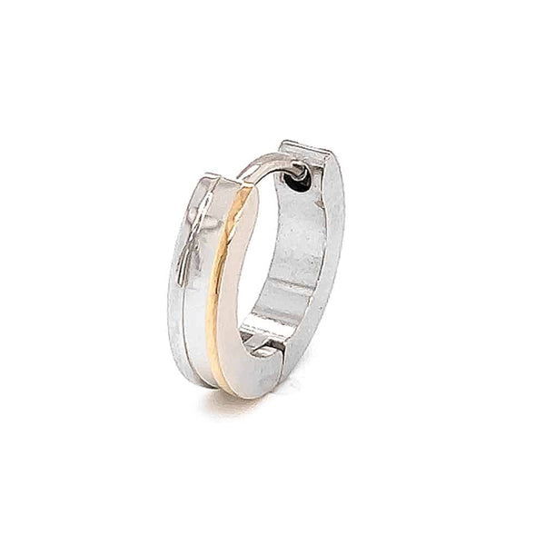 Stainless Steel Hoop Two Tone Single Earring