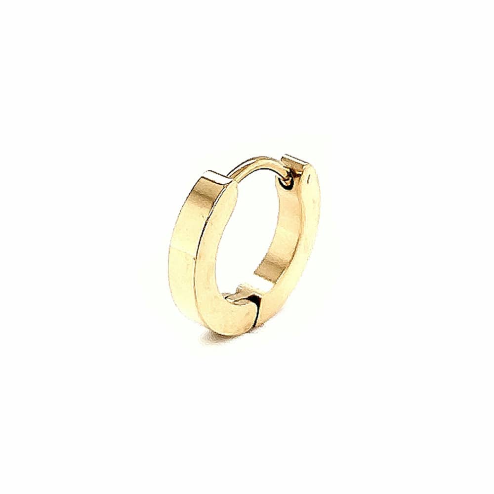 Stainless Steel Single Huggie Earring Yellow Gold