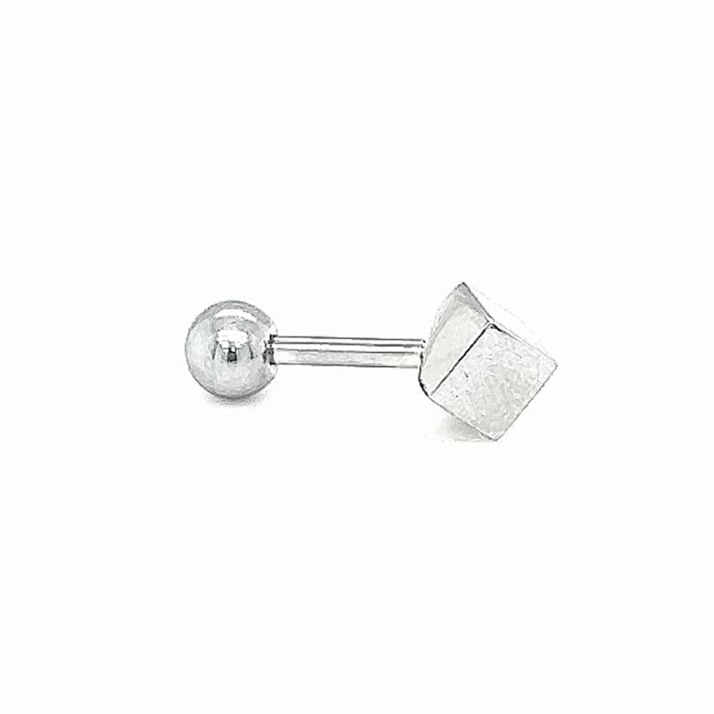 Stainless Steel Cube Stud Earring