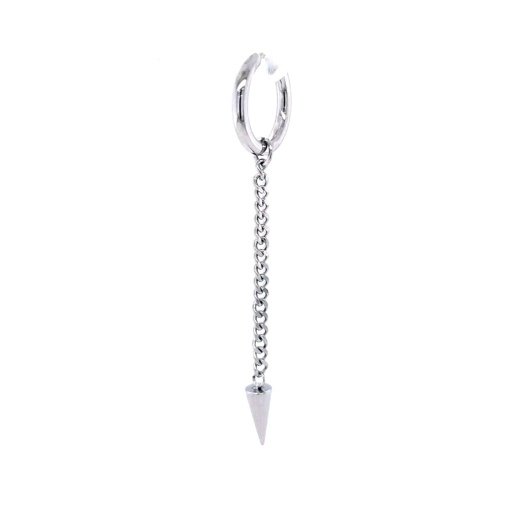 Stainless Steel Chained Spike Hoop Earring