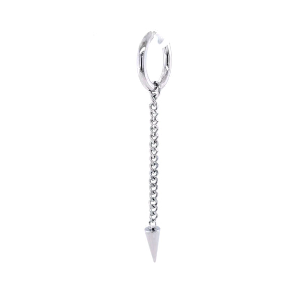 Stainless Steel Chained Spike Hoop Earring