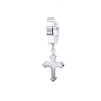 Stainless Steel Gothic Cross Hoop Earring
