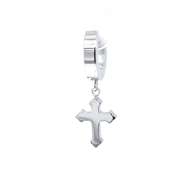 Stainless Steel Gothic Cross Hoop Earring