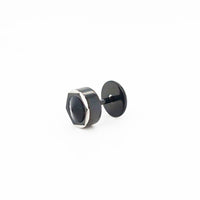 Stainless Steel Single Earring Black Hexagon Cut Crystal