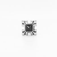 Gothic Stainless Steel Single Earring Black Pyramid Cut Crystal