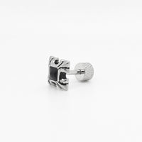 Gothic Stainless Steel Single Earring Black Pyramid Cut Crystal