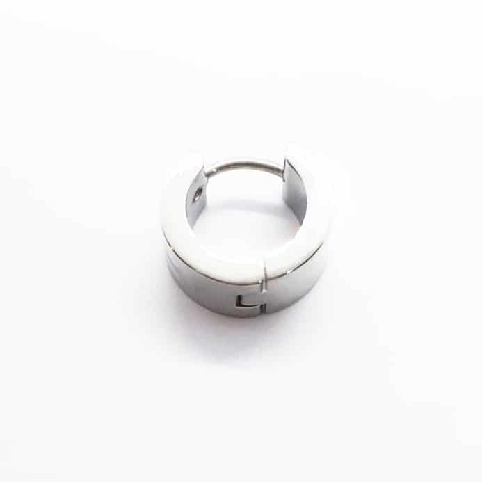 Steel Hugh Polished Wide Cross Huggie Earring