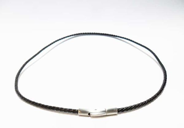 Braid Leather Chain Necklace and Stainless Steel Clasp