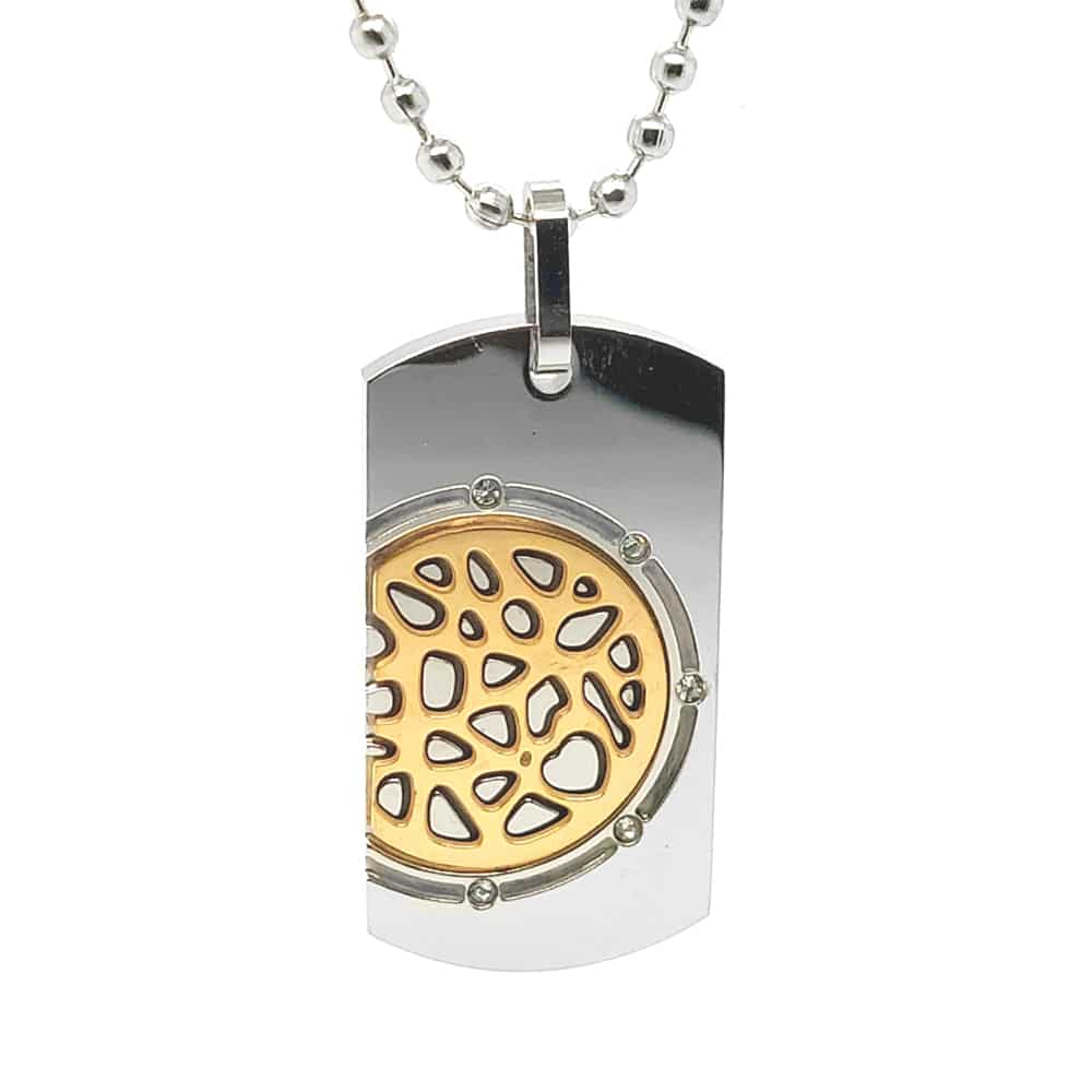 Two Tone Stainless Steel Dog Tag Necklace