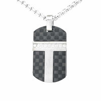 Stainless Steel Carbon Fibre Dog Tag Pendant