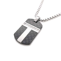 Stainless Steel Carbon Fibre Dog Tag Pendant