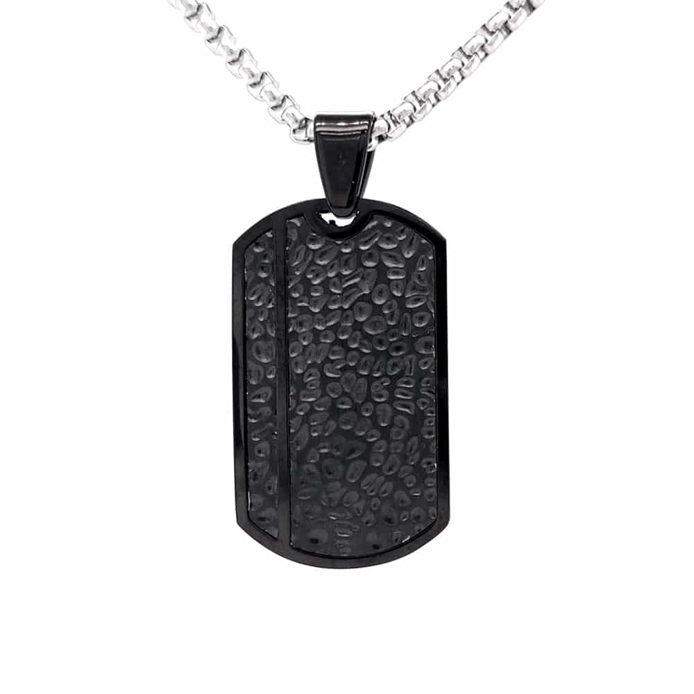 Hammered Dog Tag Pendant Black